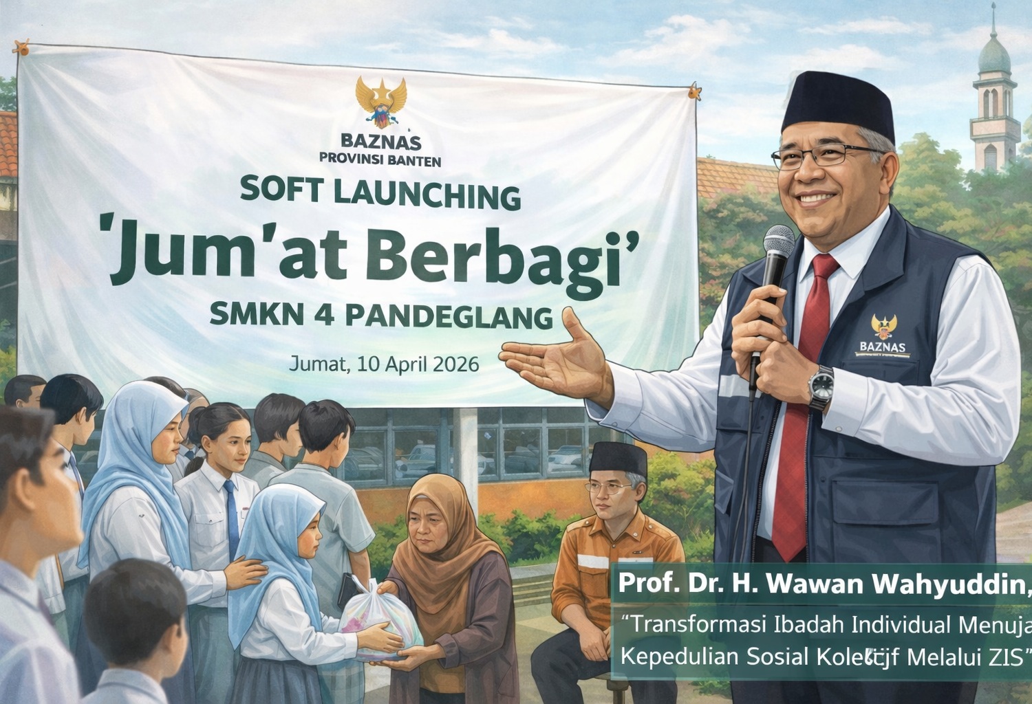 Ketua BAZNAS Banten Luncurkan Program Jum'at Berbagi di SMKN 4 Pandeglang 